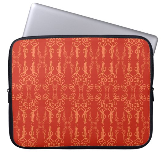 Chic Orange auf Red Poppy Kontur Laptop Sleeve (Vorderseite)