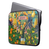 Chic orange blau türkis sizilianisch Zitruskollage Laptopschutzhülle (Vorderseite Links)