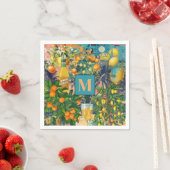 Chic orange blau türkis sizilianisch Zitruskollage Serviette (Beispiel)