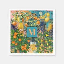 Chic orange blau türkis sizilianisch Zitruskollage