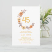 Chic Orange Blume Botanisches Gold Weißer Geburtst Einladung (Stehend Vorderseite)