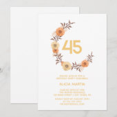 Chic Orange Blume Botanisches Gold Weißer Geburtst Einladung (Vorne/Hinten)