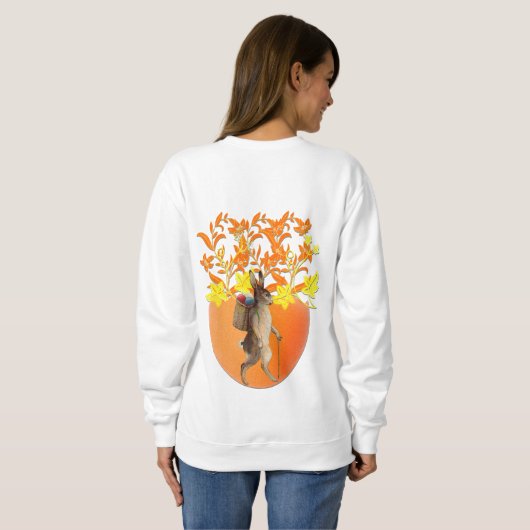 Chic Orange Blume Floral Oster Bunny Rabbit Egg Sweatshirt (Schwarz voll)