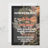 Chic orange Blumen Einladung (Vorderseite)