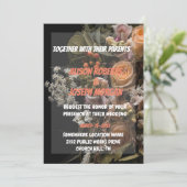 Chic orange Blumen Einladung (Stehend Vorderseite)