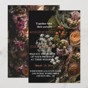 Chic orange Blumen Einladung
