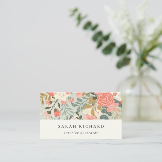 Chic Orange Blush Aquamarin Blue Green Ambrosia Fl Visitenkarte (Stehend Vorderseite)