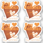 Chic Orange Brown Heart Made with Liebe Soy Candle Aufkleber (Vorderseite)
