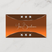 Chic Orange Brown mit Silberdekor Funkelnd Juwelen Visitenkarte (Vorderseite)