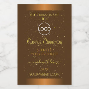 Chic Orange Brown Product Labels Gold Glitzer Logo Lebensmitteletikett