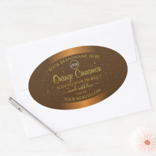 Chic Orange Brown Product Labels Gold Glitzer Logo Ovaler Aufkleber