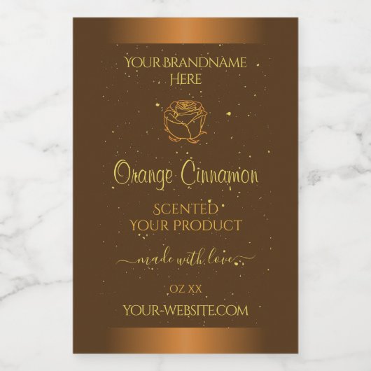 Chic Orange Brown Product Labels Gold Glitzer Rose Lebensmitteletikett (Einzelnes Label)
