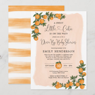 Chic Orange Drive By Baby Shower Citrus Quarantine Einladung