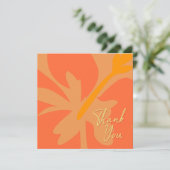 Chic Orange Floral and Beige Text Dankeskarte (Stehend Vorderseite)