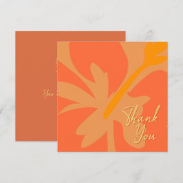 Chic Orange Floral and Beige Text Dankeskarte