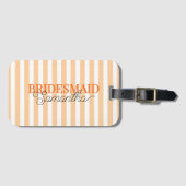 Chic Orange gestreifter moderner Schriftzug Brautj Gepäckanhänger (Vorderseite (Horizontal))