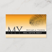 Chic Orange Gradient Palm Leaf mit Monogramm Visitenkarte (Vorderseite)