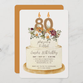 Chic Orange Herbst Herbst 80. Geburtstagskuchen Einladung