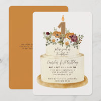 Chic Orange Herbst Herbst Erster Geburtstagskuchen