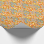 Chic Orange Imitats Gold & Opal Muster | Geschenkpapier (Ecke)