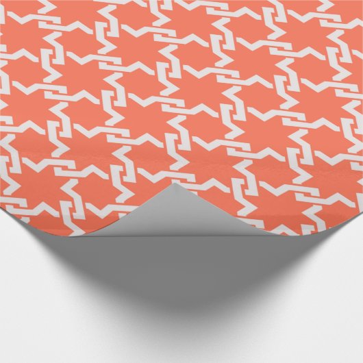 Chic orange Interlocking pattern monogram Geschenkpapier (Ecke)
