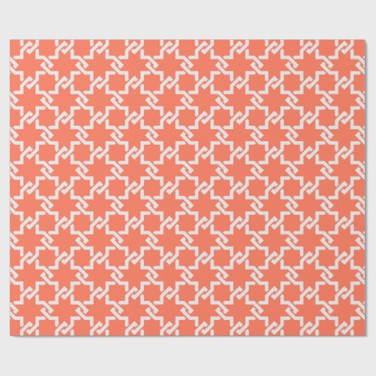 Chic orange Interlocking pattern monogram Geschenkpapier (Flach)
