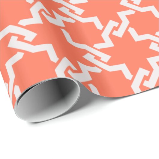 Chic orange Interlocking pattern monogram Geschenkpapier (Rolleneckpunkt)