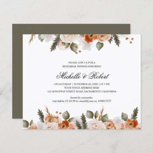 Chic Orange Ivory Moss Wedding Probe Dinner (Vorne/Hinten)