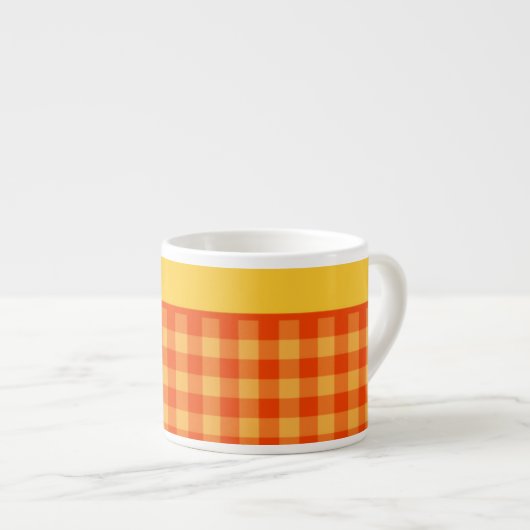 Chic Orange Karo Espresso Tasse (Vorderseite Rechts)
