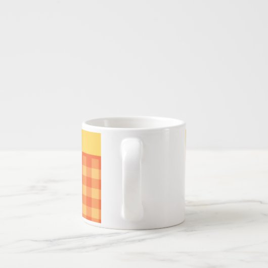 Chic Orange Karo Gingham Espresso Tasse (Rückseite)