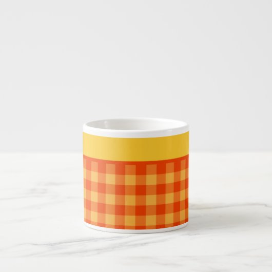Chic Orange Karo Gingham Espresso Tasse (Vorderseite)