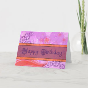 Chic Orange Lila und rosa Geburtstagskarte Karte