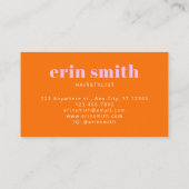 Chic Orange Modern Hairstylist Visitenkarte (Rückseite)