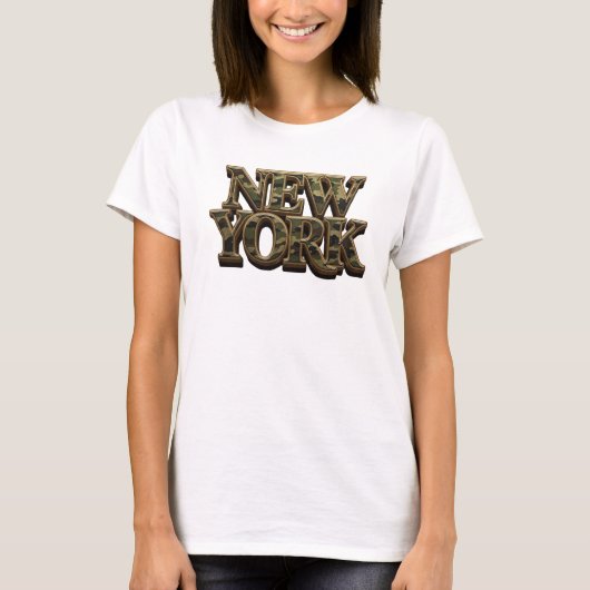 Chic Orange NEW YORK 3D Textart T-Shirt (Vorderseite)