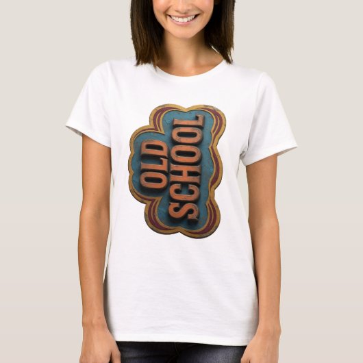Chic Orange OLD SCHOOL Fettes Design T-Shirt (Vorderseite)