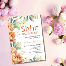 Chic Orange Peony Gold Leaf Überraschung Geburtsta