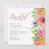 Chic Orange Pink Brautparty an der blauen Grenze Einladung (Vorderseite)