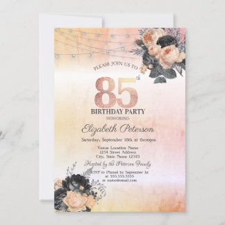 Chic Orange Rose String Lights 85. Geburtstag Einladung