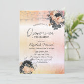 Chic Orange Rose String Lights Quinceanera Einladung (Stehend Vorderseite)