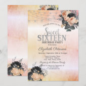 Chic Orange Rose String Lights Sweet 16 Einladung (Vorne/Hinten)