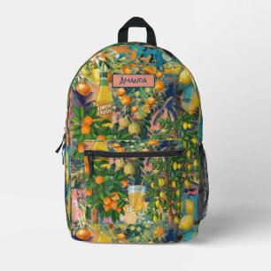 Chic orange sicilian citrus Collage Blumenziegel Bedruckter Rucksack