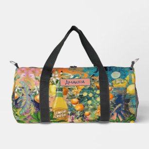 Chic orange sicilian citrus Collage Blumenziegel Duffle Bag