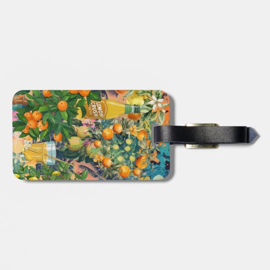 Chic orange sicilian citrus Collage Blumenziegel Gepäckanhänger (Rückseite horizontal)