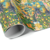 Chic orange sicilian citrus Collage Blumenziegel Geschenkpapier (Rolleneckpunkt)