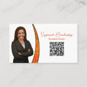 Chic Orange Slice Glitzer Custom Foto QR Code Visitenkarte (Vorderseite)