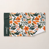 Chic Orange Spring Flowers Botanical Pattern Name Badhandtuch Set (Handtuch)