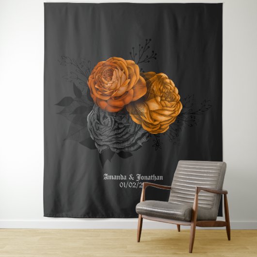 Chic Orange und Black Gothic Wedding Theme Wandteppich (Beispiel)