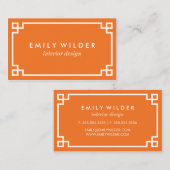 Chic Orange und White Greece Key Visitenkarte (Vorne/Hinten)