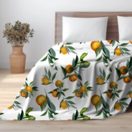 Chic Orange Wasserfarbe Citrus Print Sherpadecke