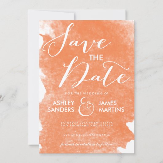 CHIC ORANGE WATERCOLOR SAVE THE DATE (Vorderseite)